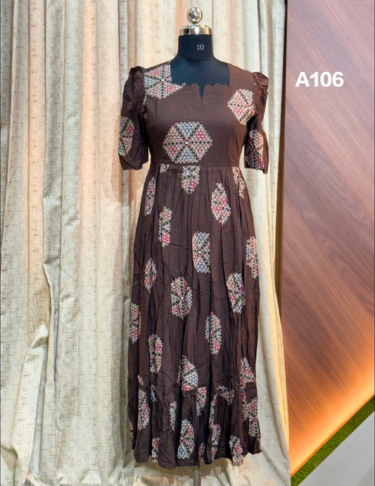 Premium Rayon Floral Frock   CFFA106