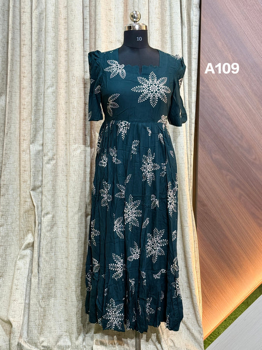 Premium Rayon Floral Frock   CFFA109