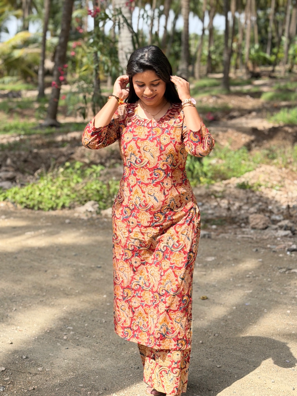 Kalamkari Kurti With Phant  PKA01