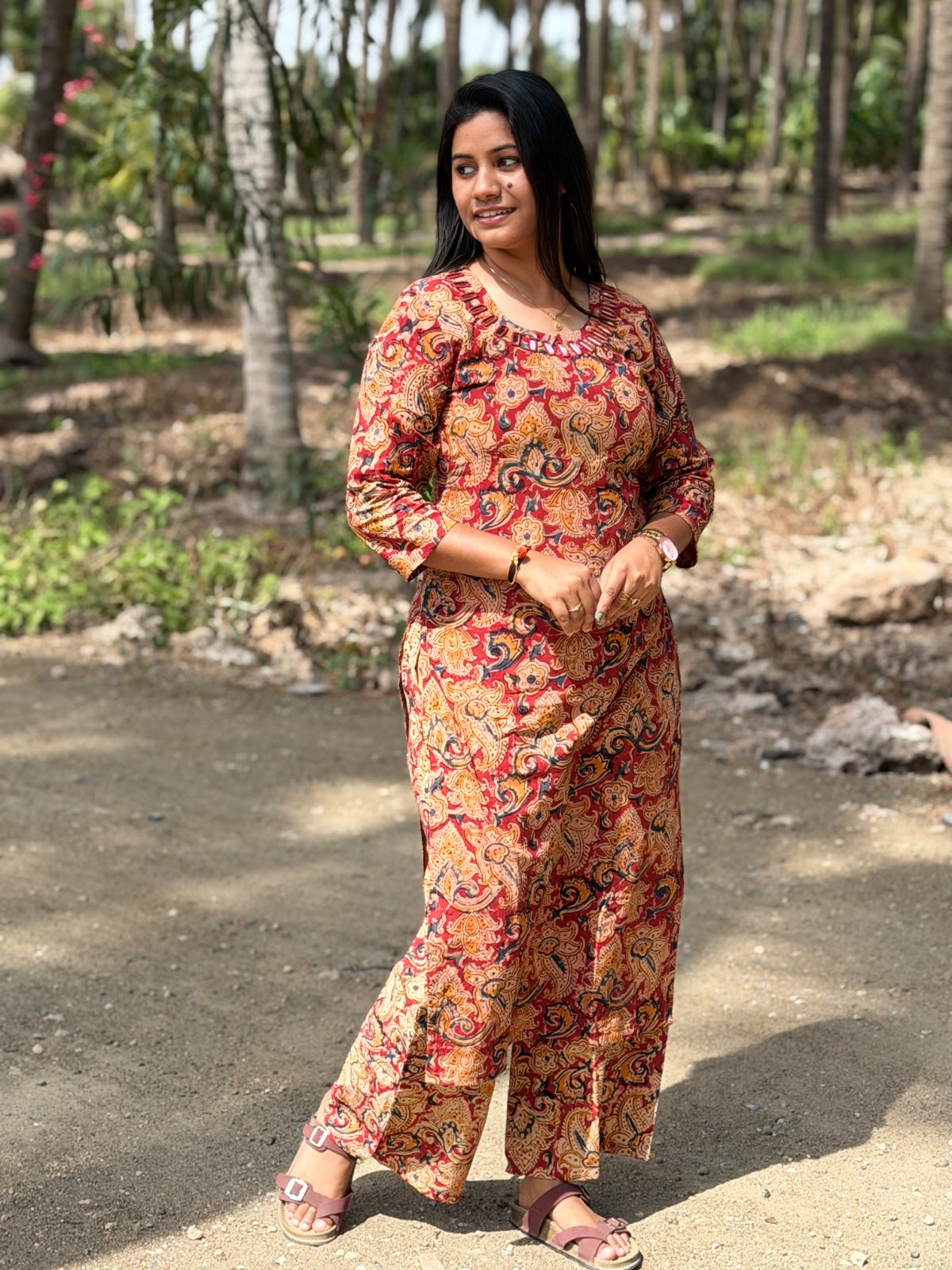 Kalamkari Kurti With Phant  PKA01