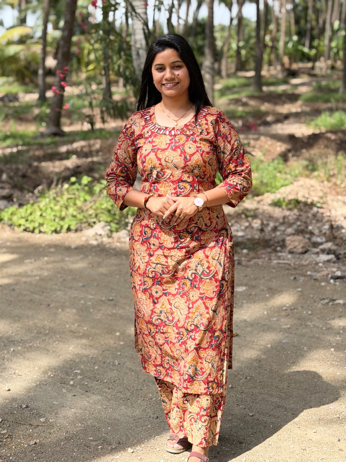 Kalamkari Kurti With Phant  PKA01