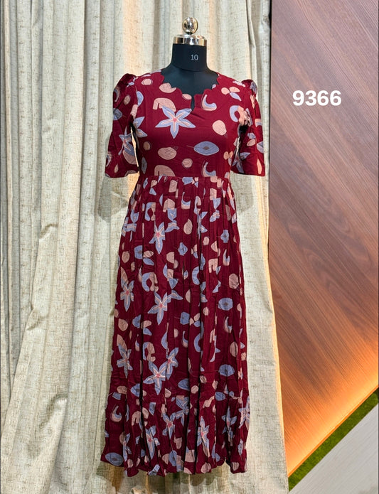 Premium Rayon Floral Frock   CFF9366