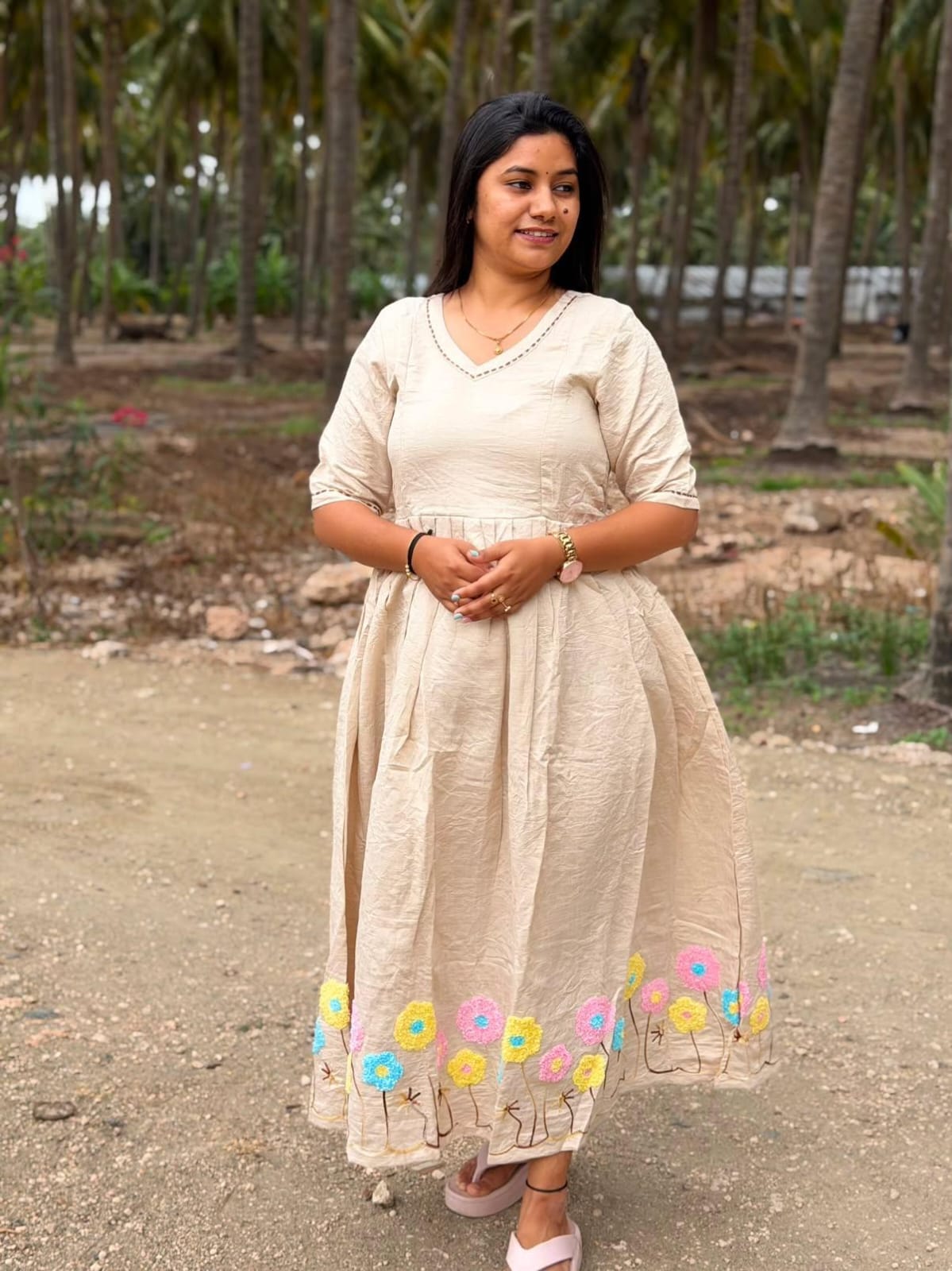 Chanderi Floral Frock - CFF217
