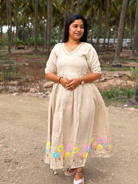 Chanderi Floral Frock - CFF217