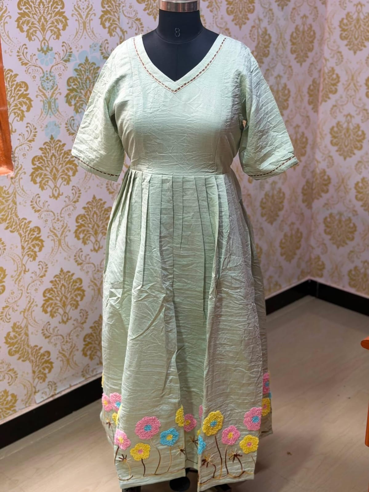 Chanderi Floral Frock - CFF218