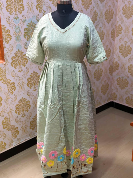 Chanderi Floral Frock - CFF218