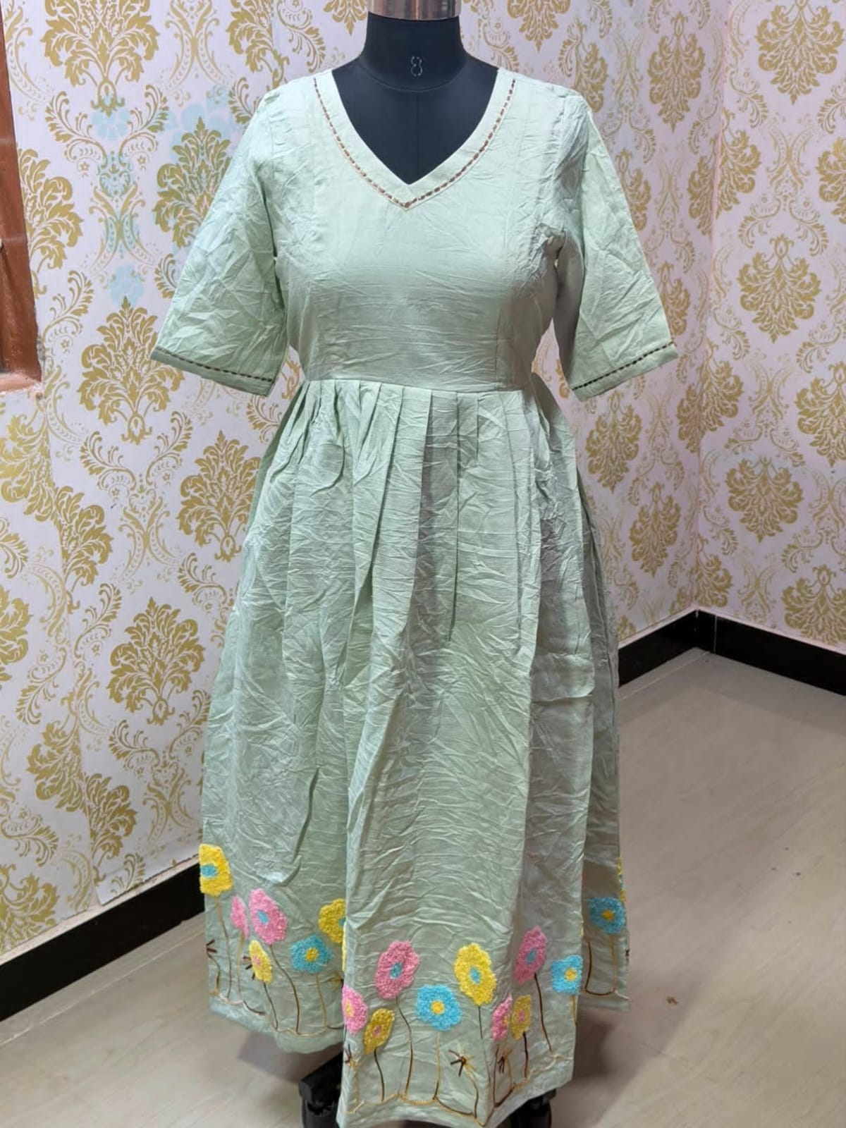 Chanderi Floral Frock - CFF218