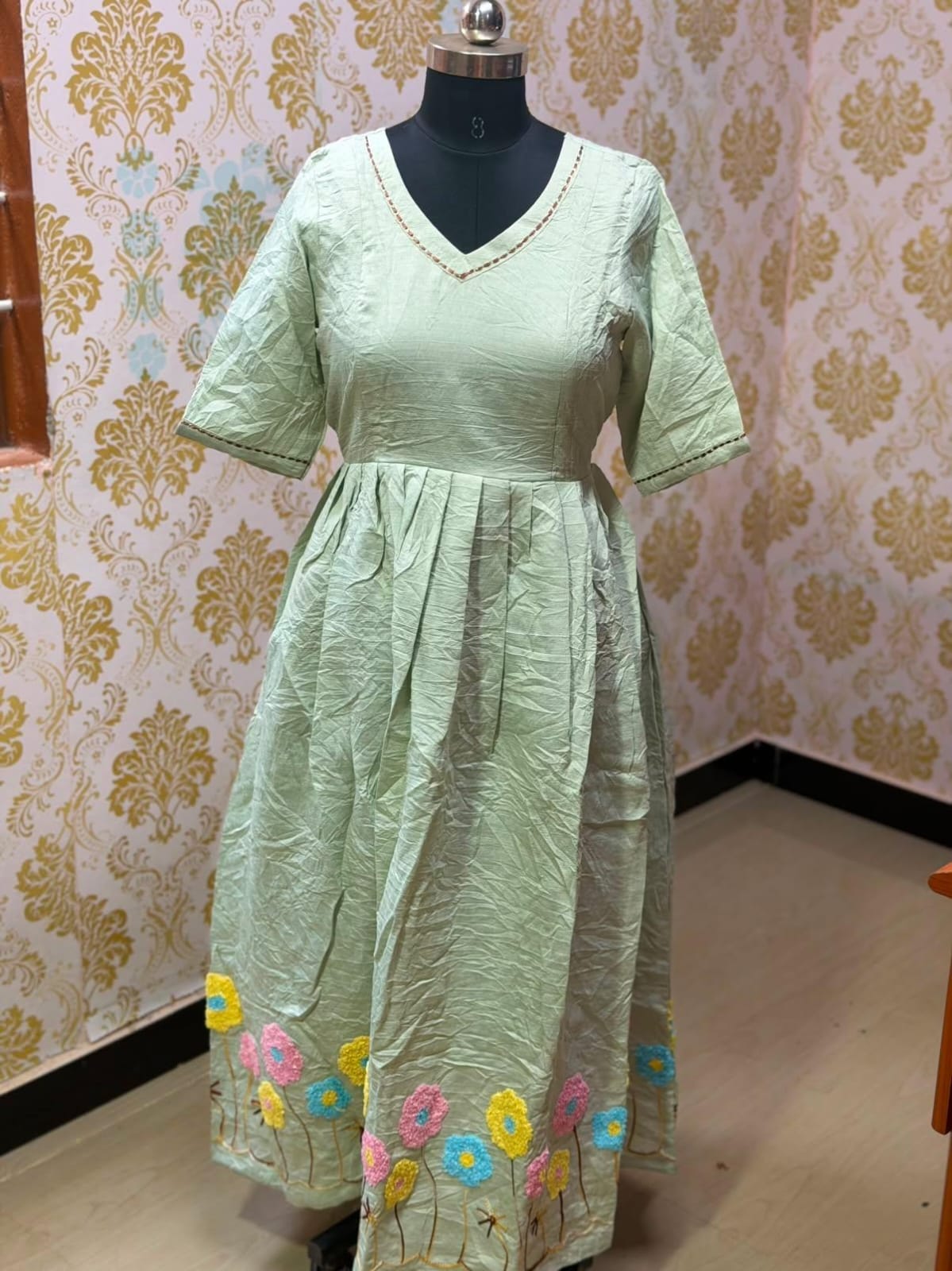 Chanderi Floral Frock - CFF218
