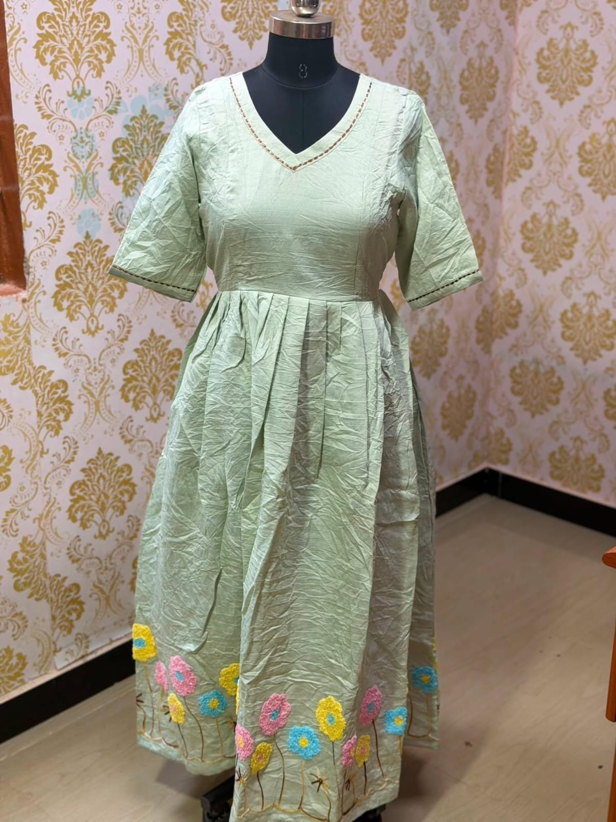 Chanderi Floral Frock - CFF218