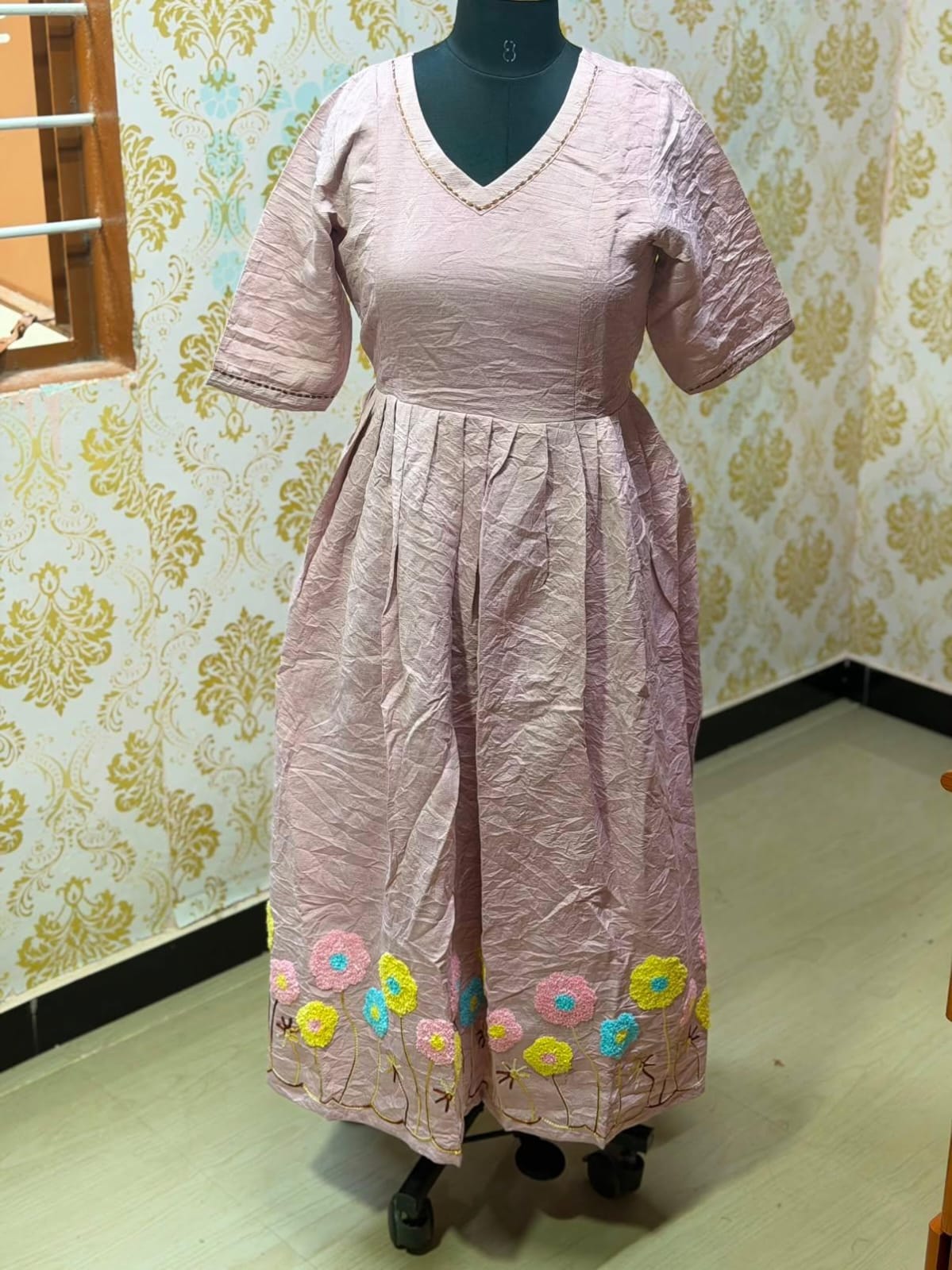 Chanderi Floral Frock - CFF219