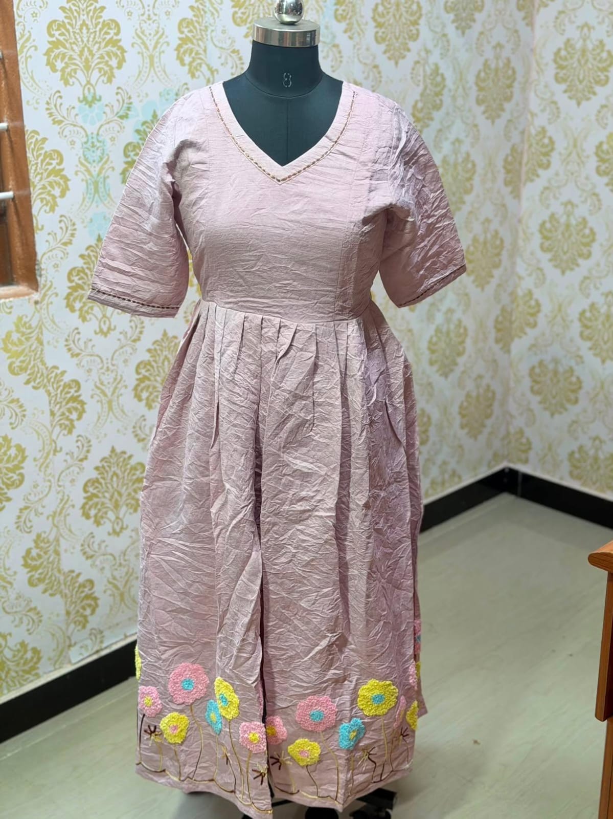 Chanderi Floral Frock - CFF219