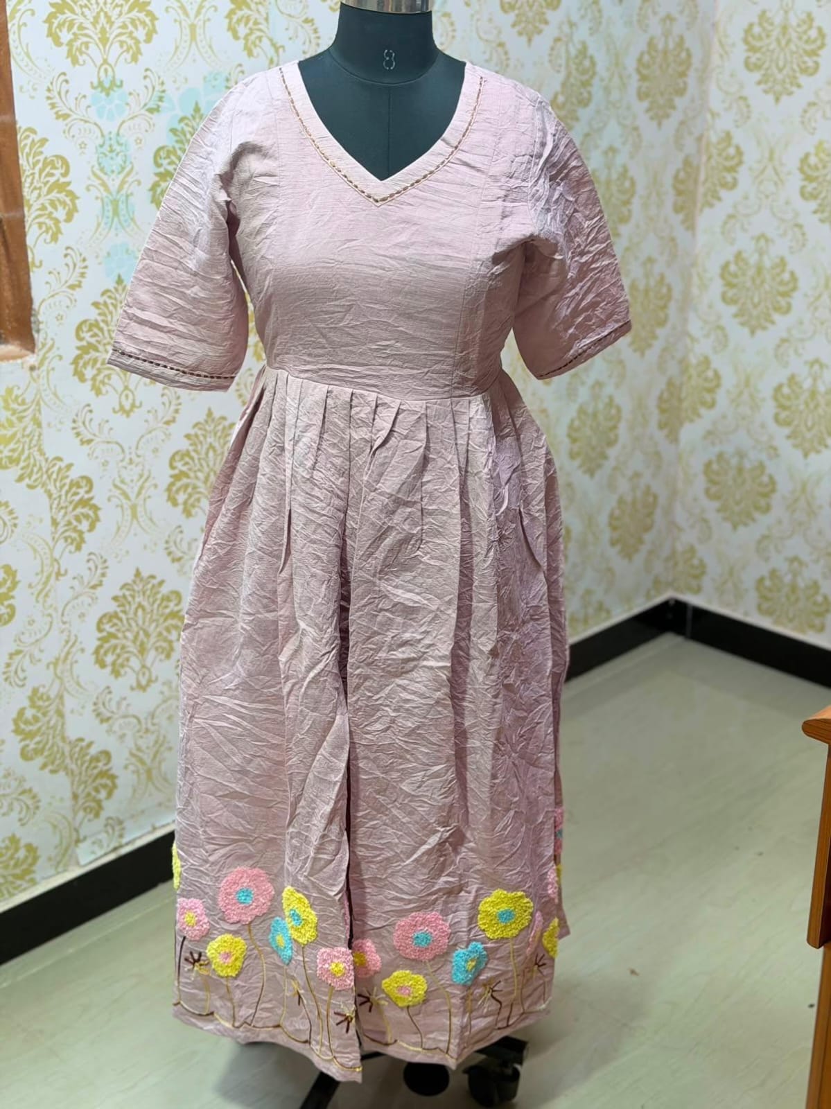 Chanderi Floral Frock - CFF219