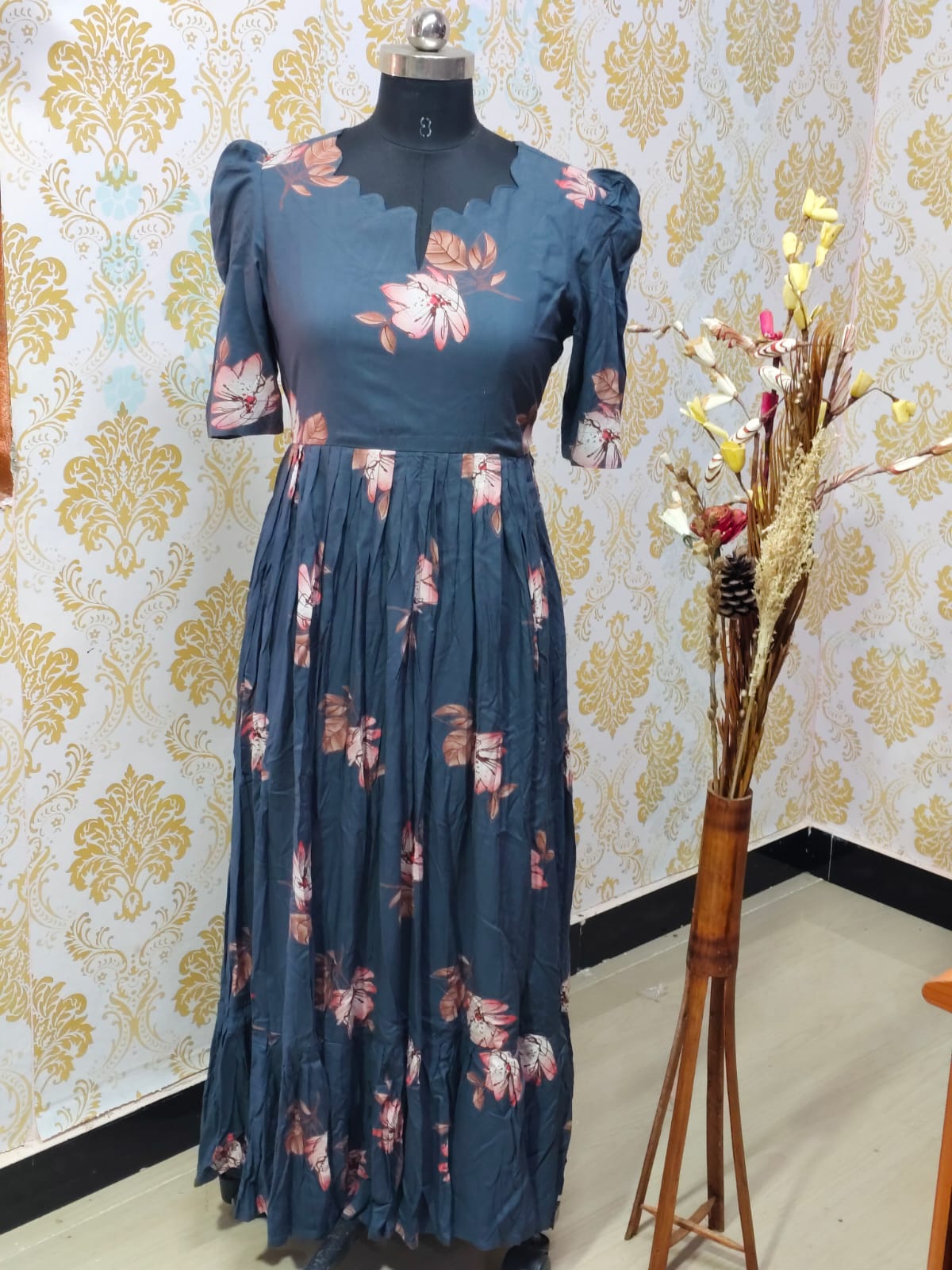 Premium Rayon Floral Frock - CFF121
