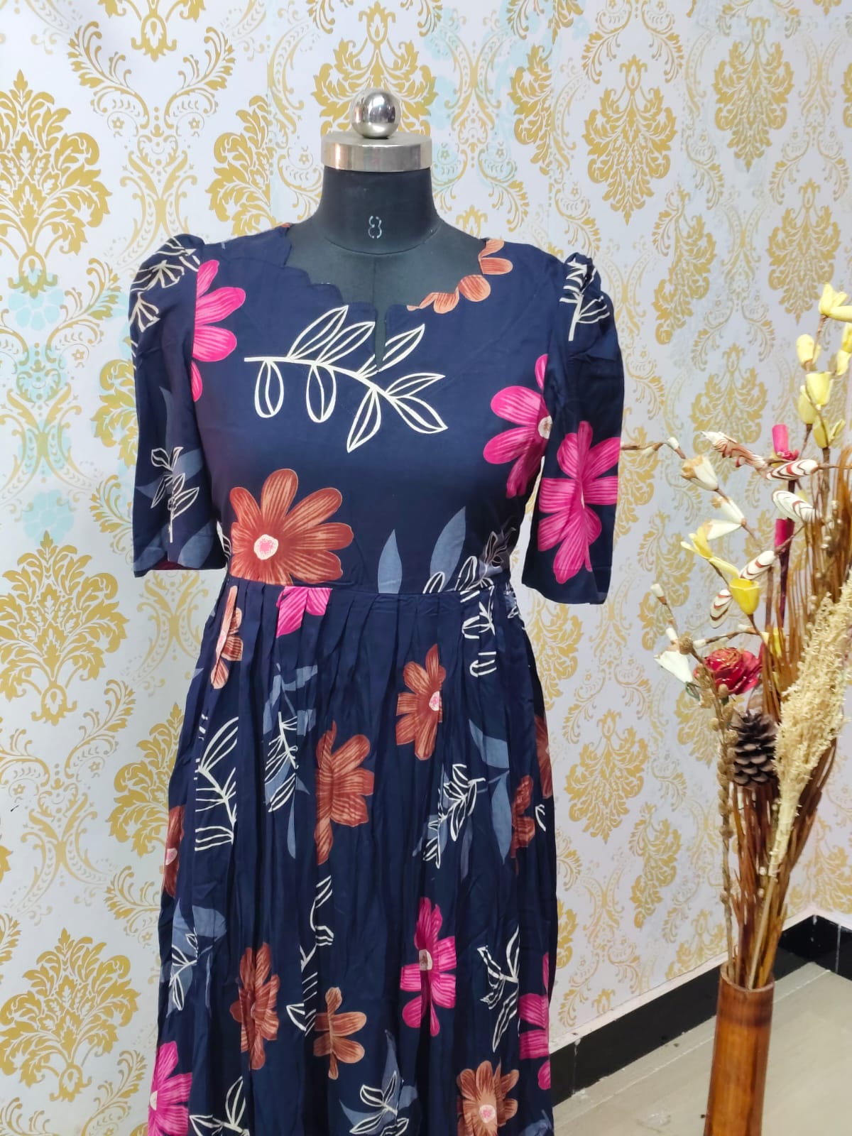 Premium Rayon Floral Frock - CFF122