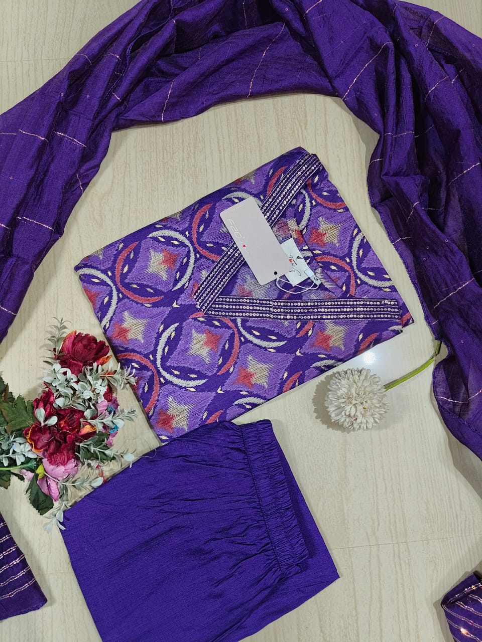 Kurti with Pant and Linen Dupatta sets - KPL22