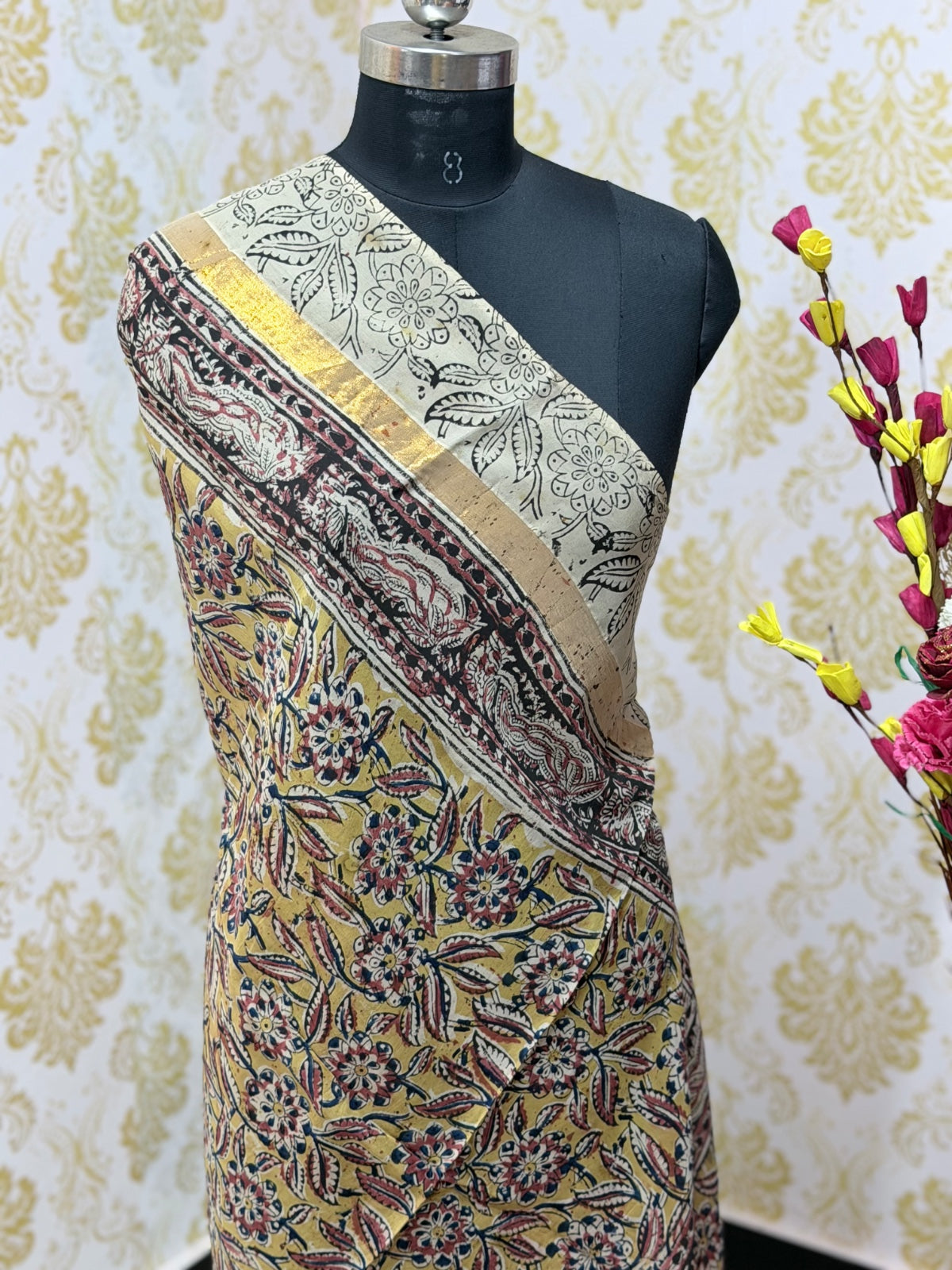 Kalamkari Zari Border Duppata KZD24