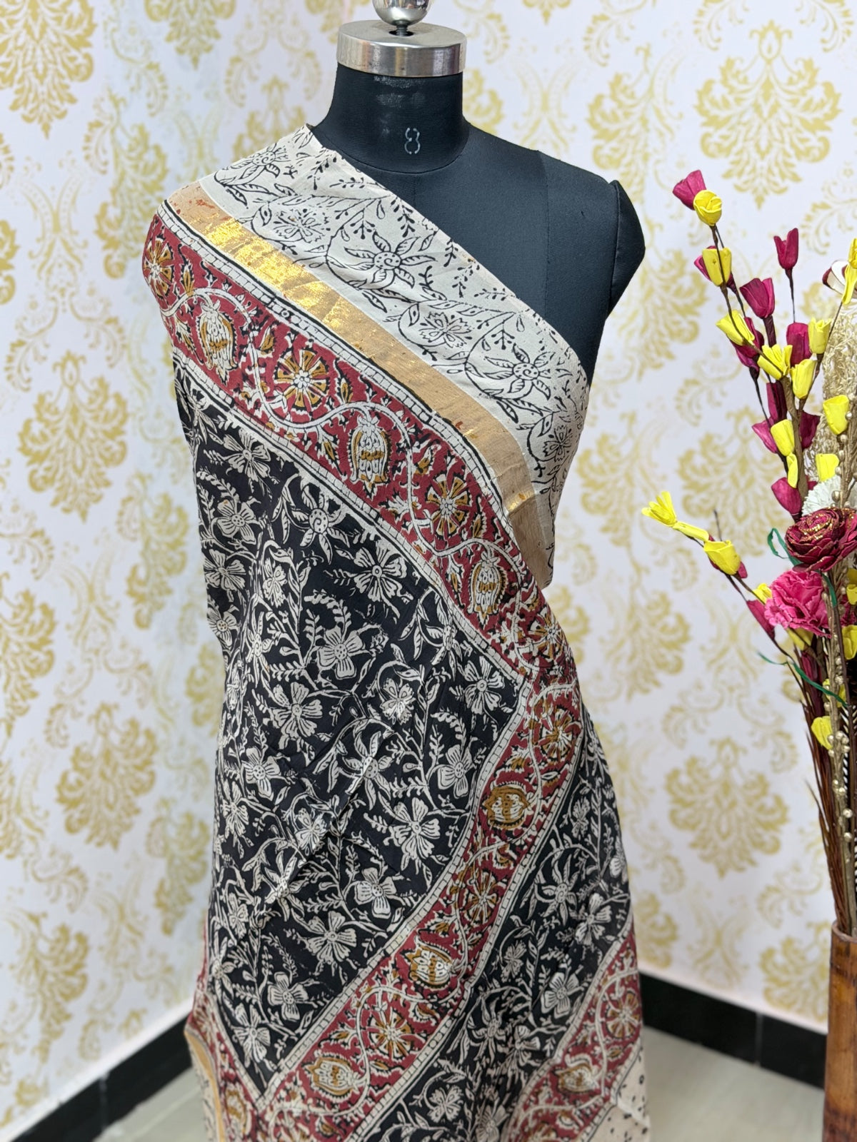 Kalamkari Zari Border Duppata KZD23