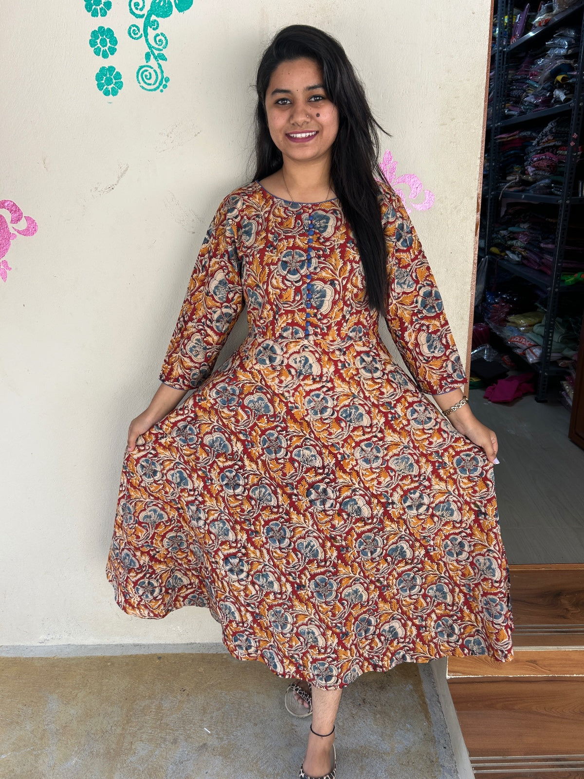 Kalamkari Anarkali Frock KAF02