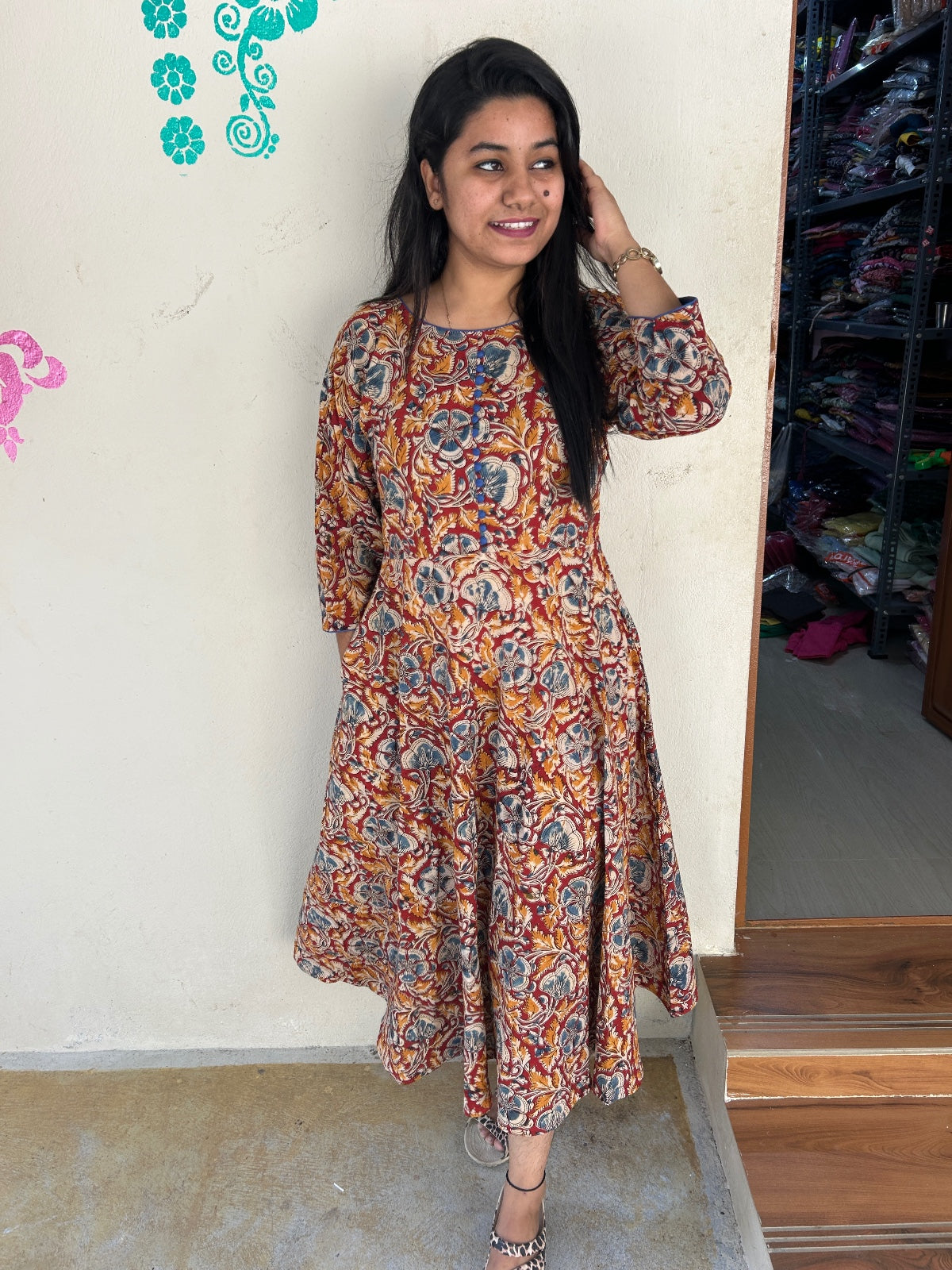 Kalamkari Anarkali Frock KAF02