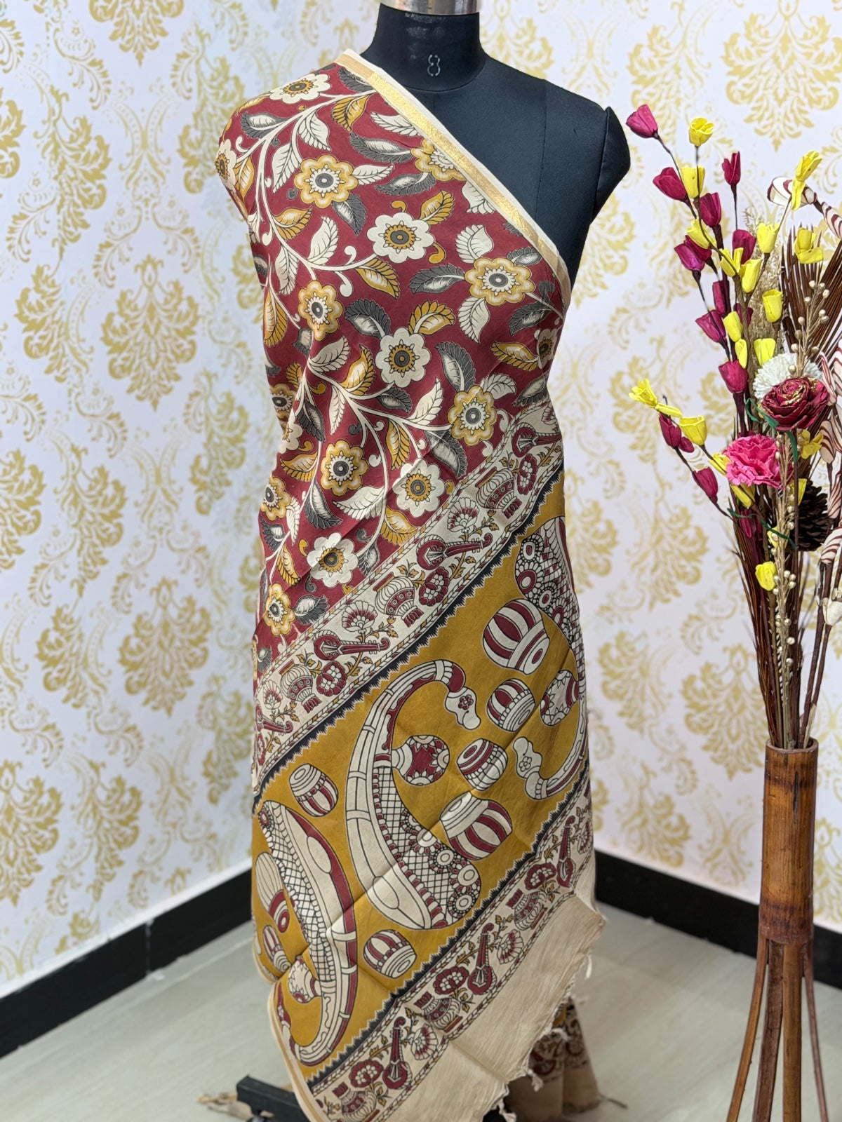 Kalamkari Zari Border Duppata KZD20