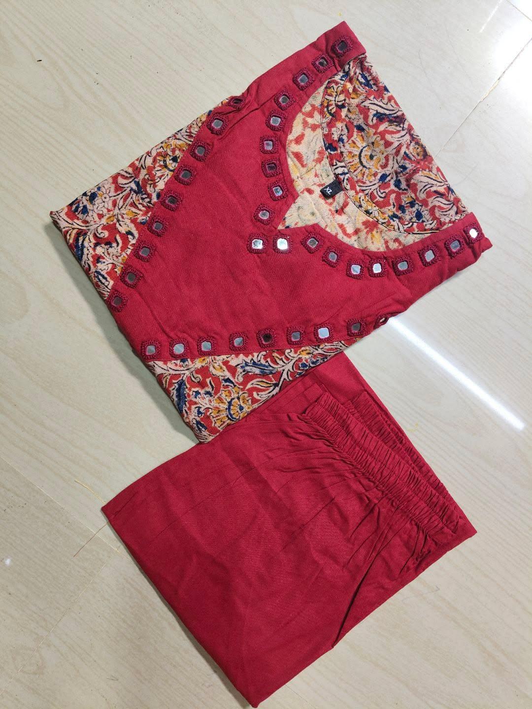 Kalamkari Kurti With Phant  PKA34