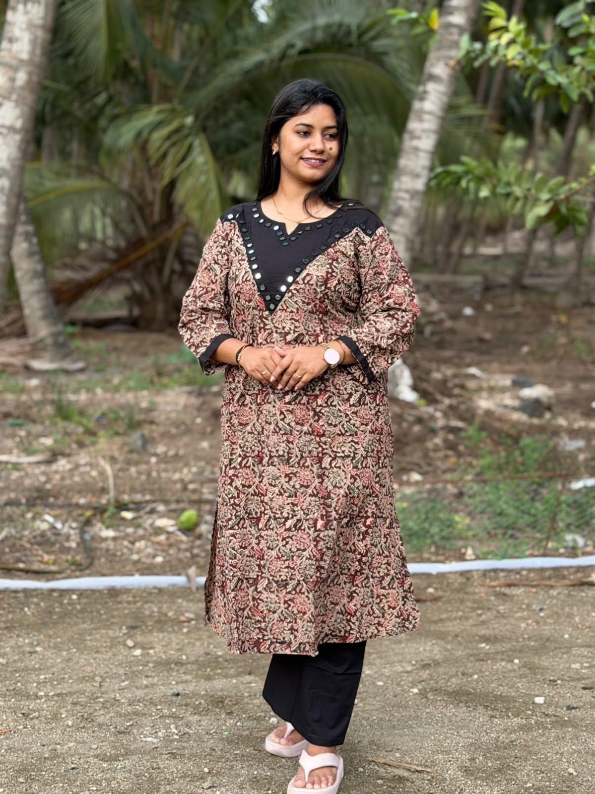 Kalamkari Kurti With Phant  PKA35