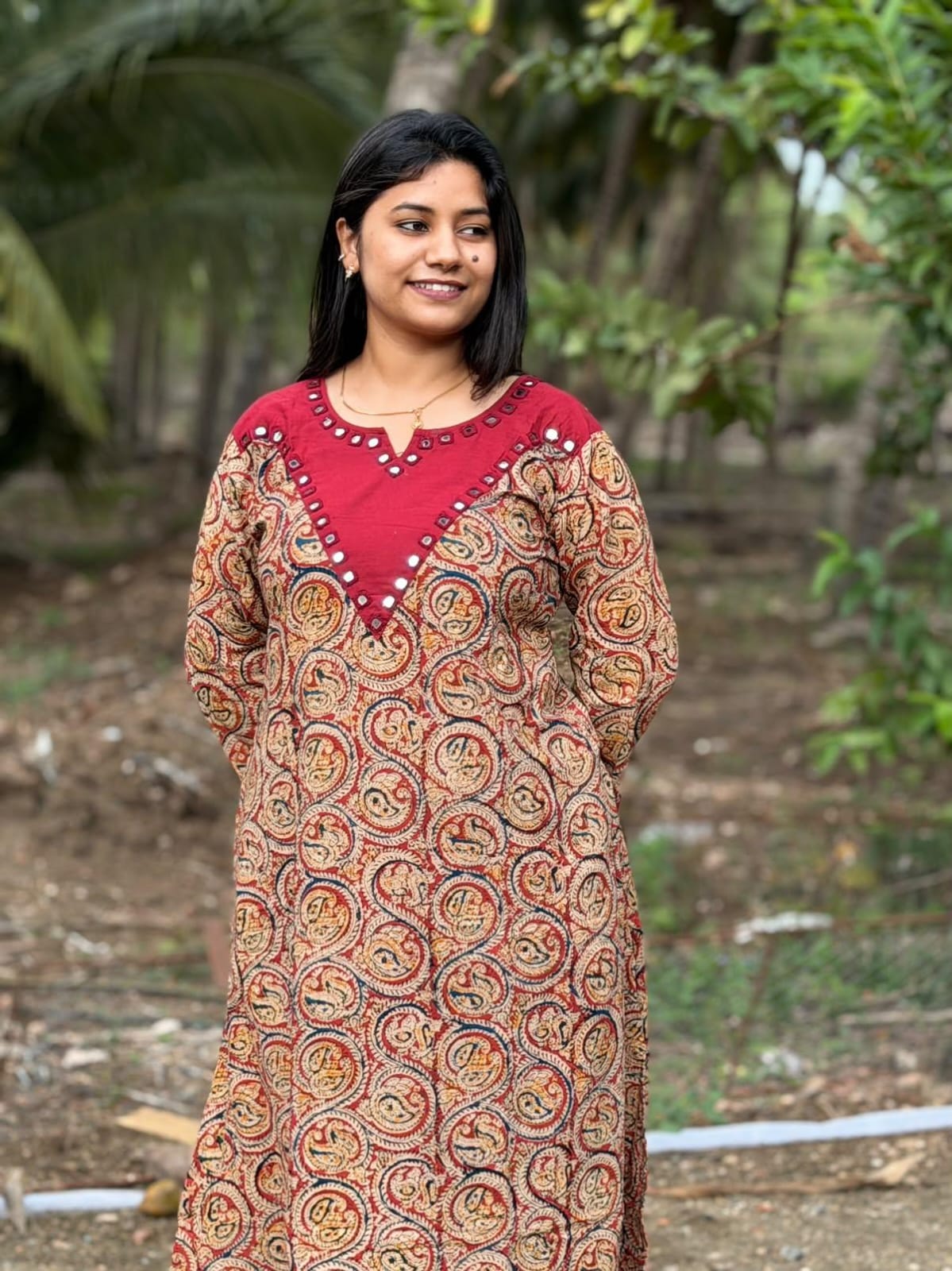Kalamkari Kurti With Phant  PKA38