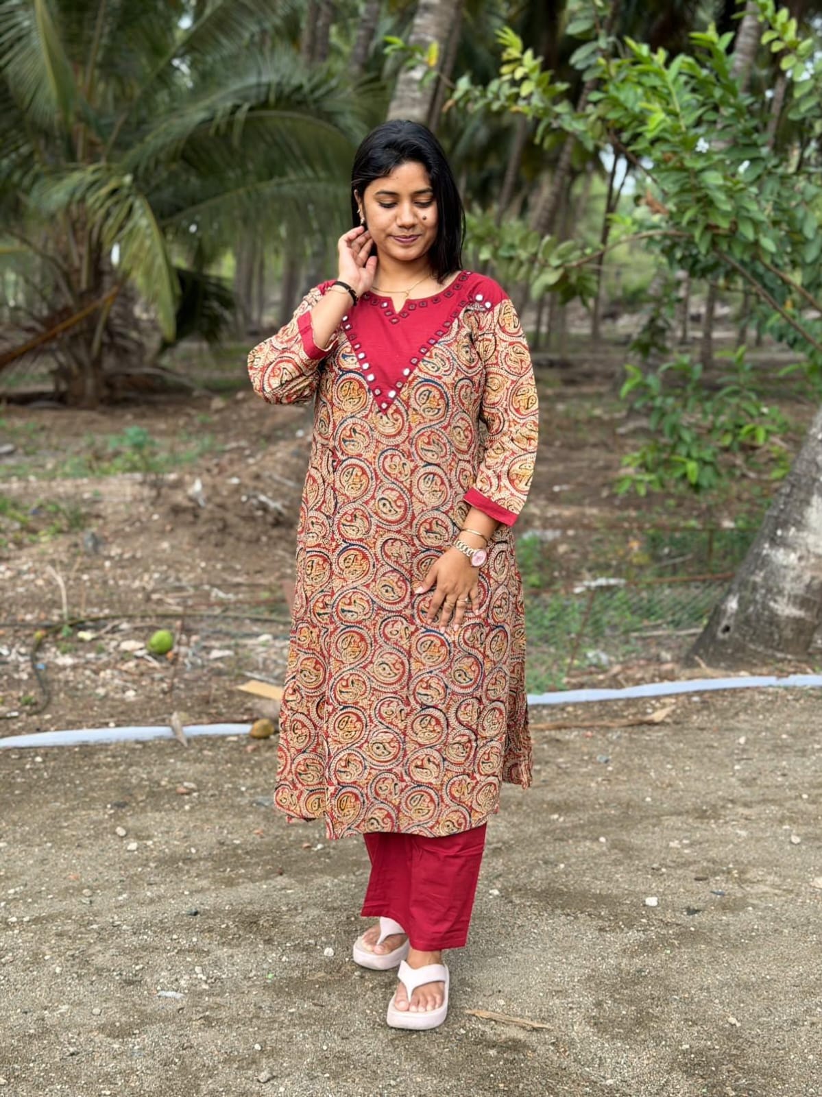 Kalamkari Kurti With Phant  PKA38