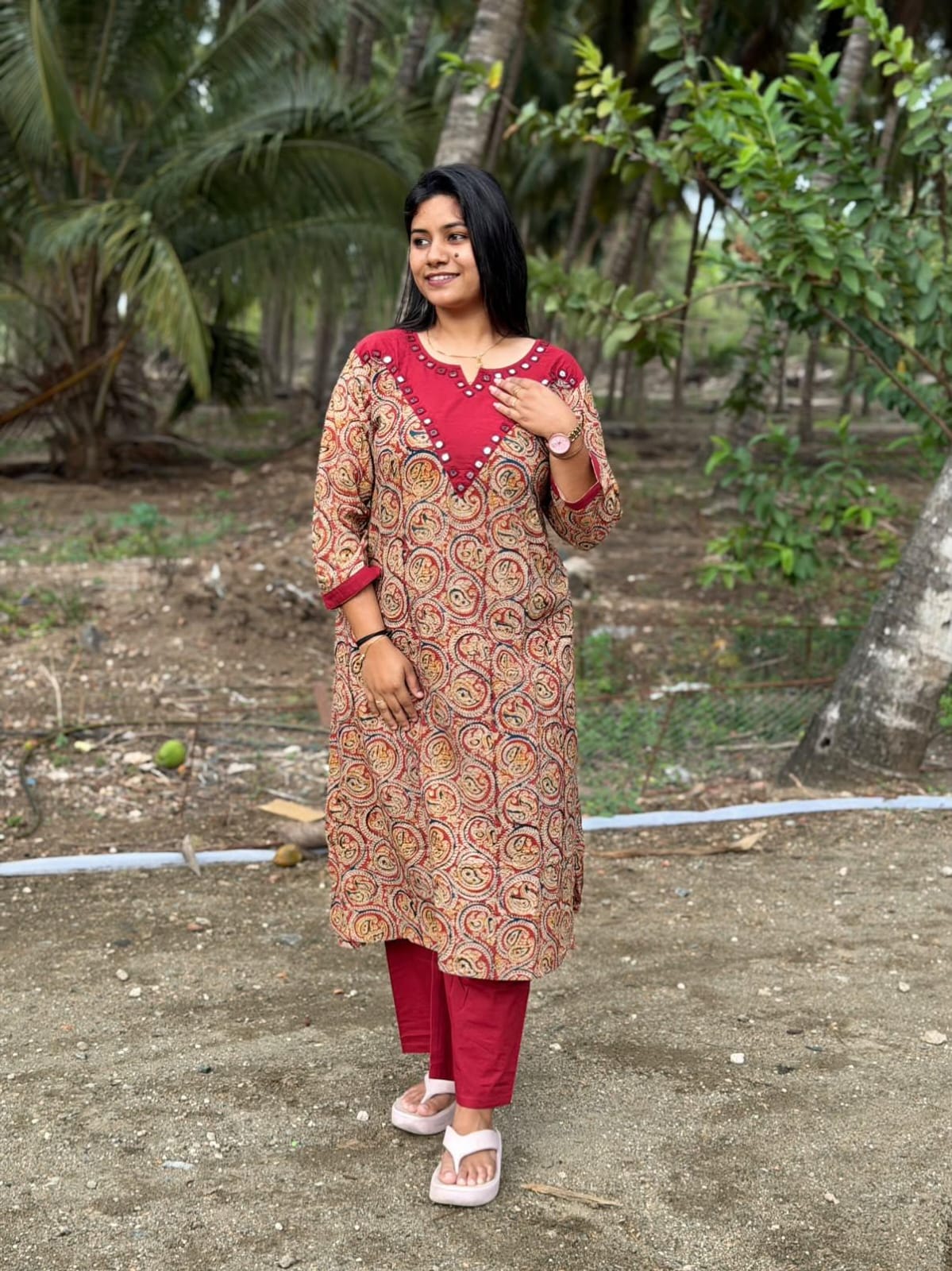 Kalamkari Kurti With Phant  PKA38