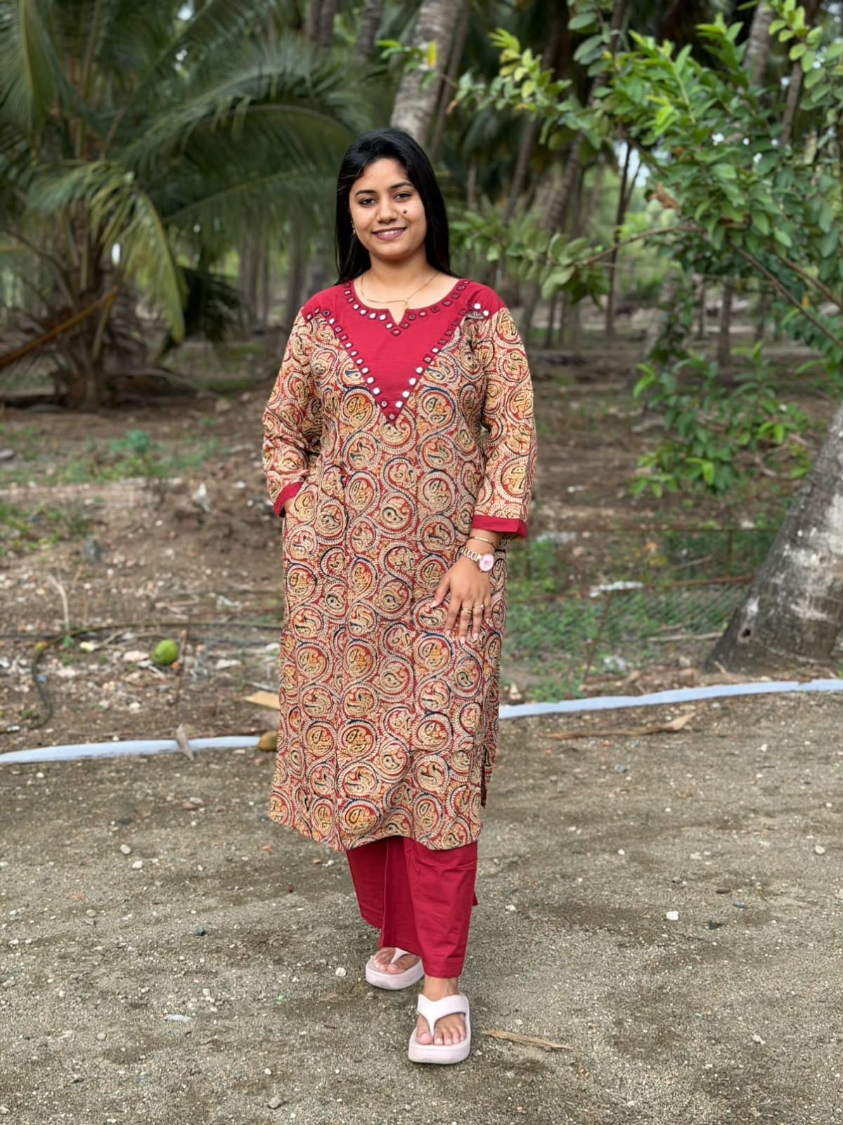 Kalamkari Kurti With Phant  PKA38