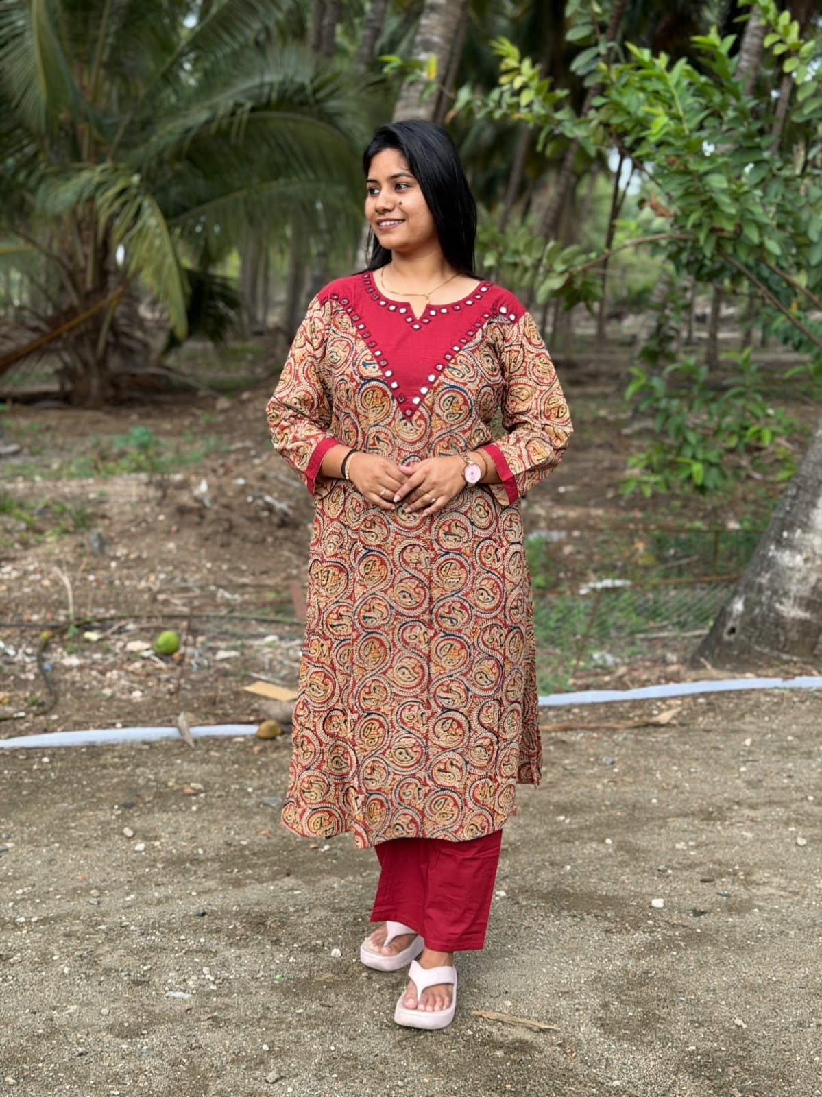 Kalamkari Kurti With Phant  PKA38