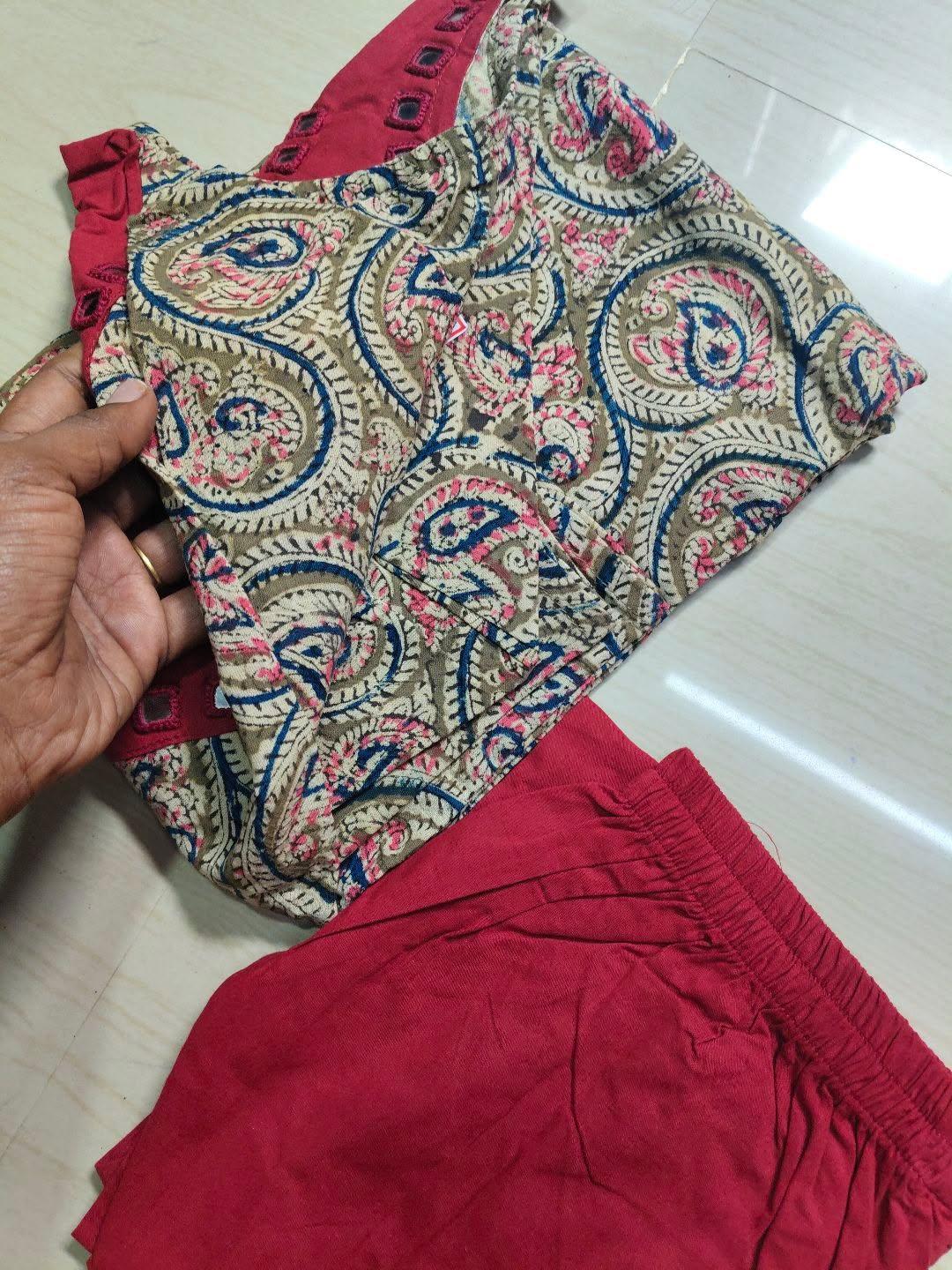 Kalamkari Kurti With Phant  PKA39