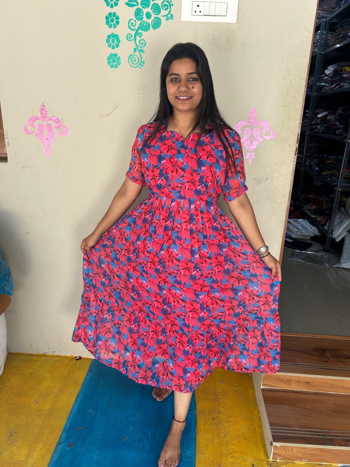 Georgette Floral Frock GFF03