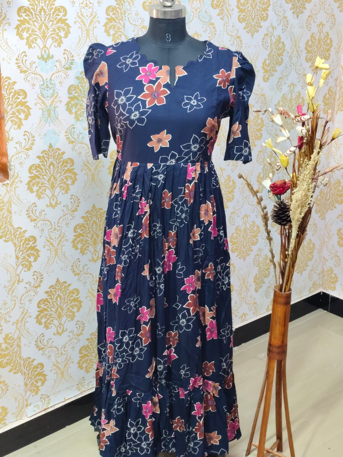 Premium Rayon Floral Frock - CFF124