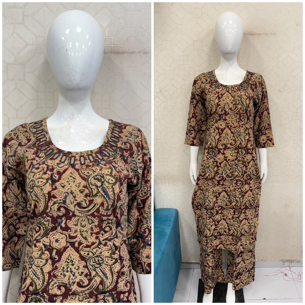 Kalamkari Kurti With Phant  PKA03