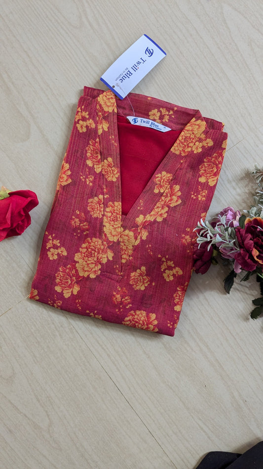 Floral Tissue Kurti - FTK03