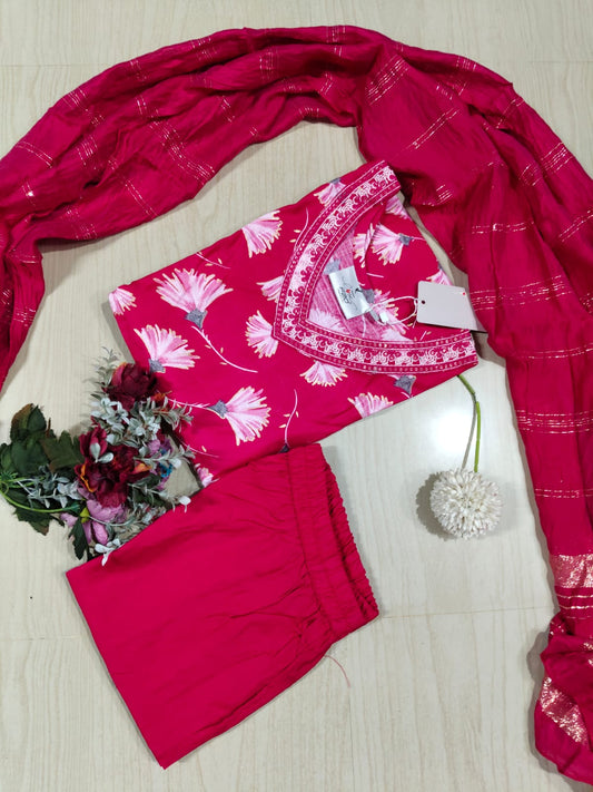 Kurti with Pant and Linen Dupatta sets - KPL29