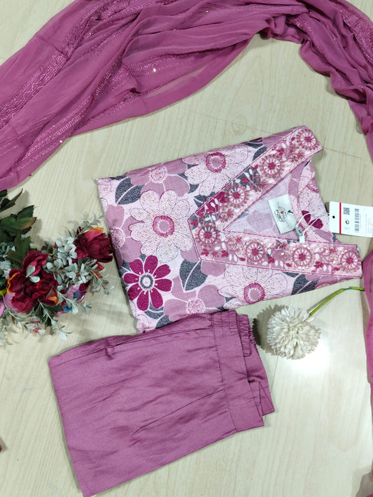 Kurti with Pant and Linen Dupatta sets - KPL31