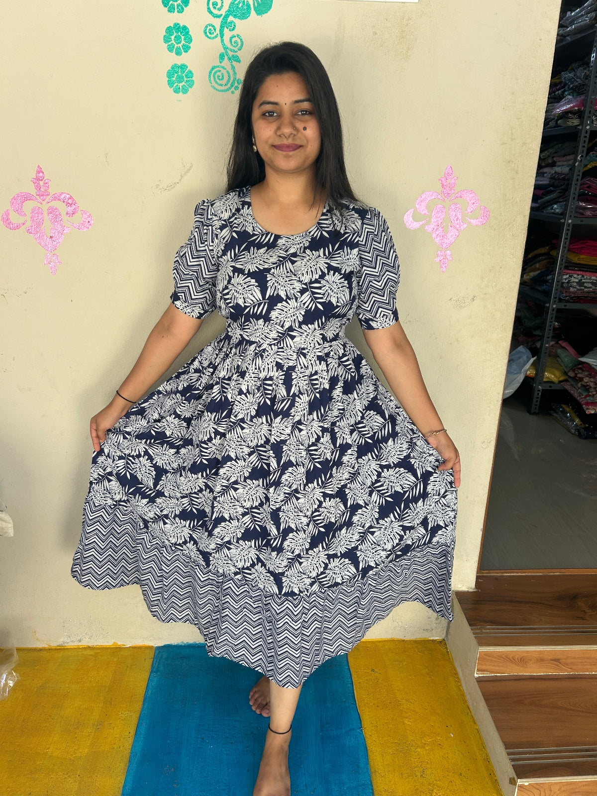 Cotton Floral Frock - CFF49