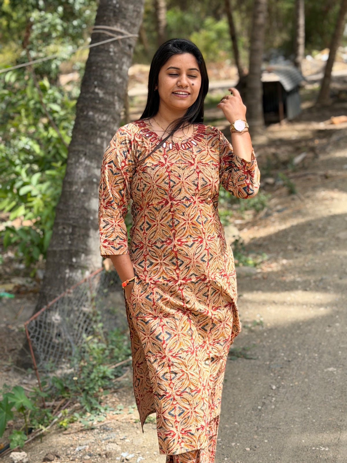 Kalamkari Kurti With Phant  PKA04