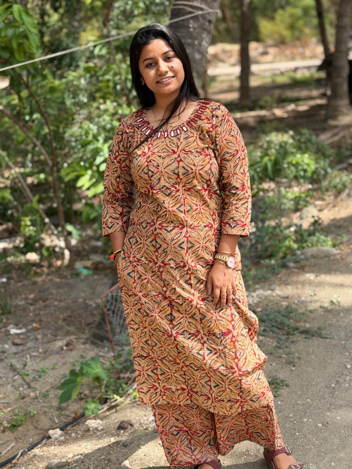 Kalamkari Kurti With Phant  PKA04