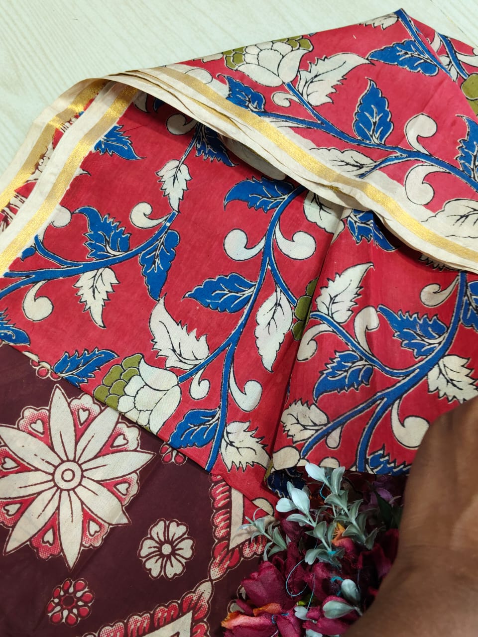 Kalamkari Zari Boarder Duppata KZD04