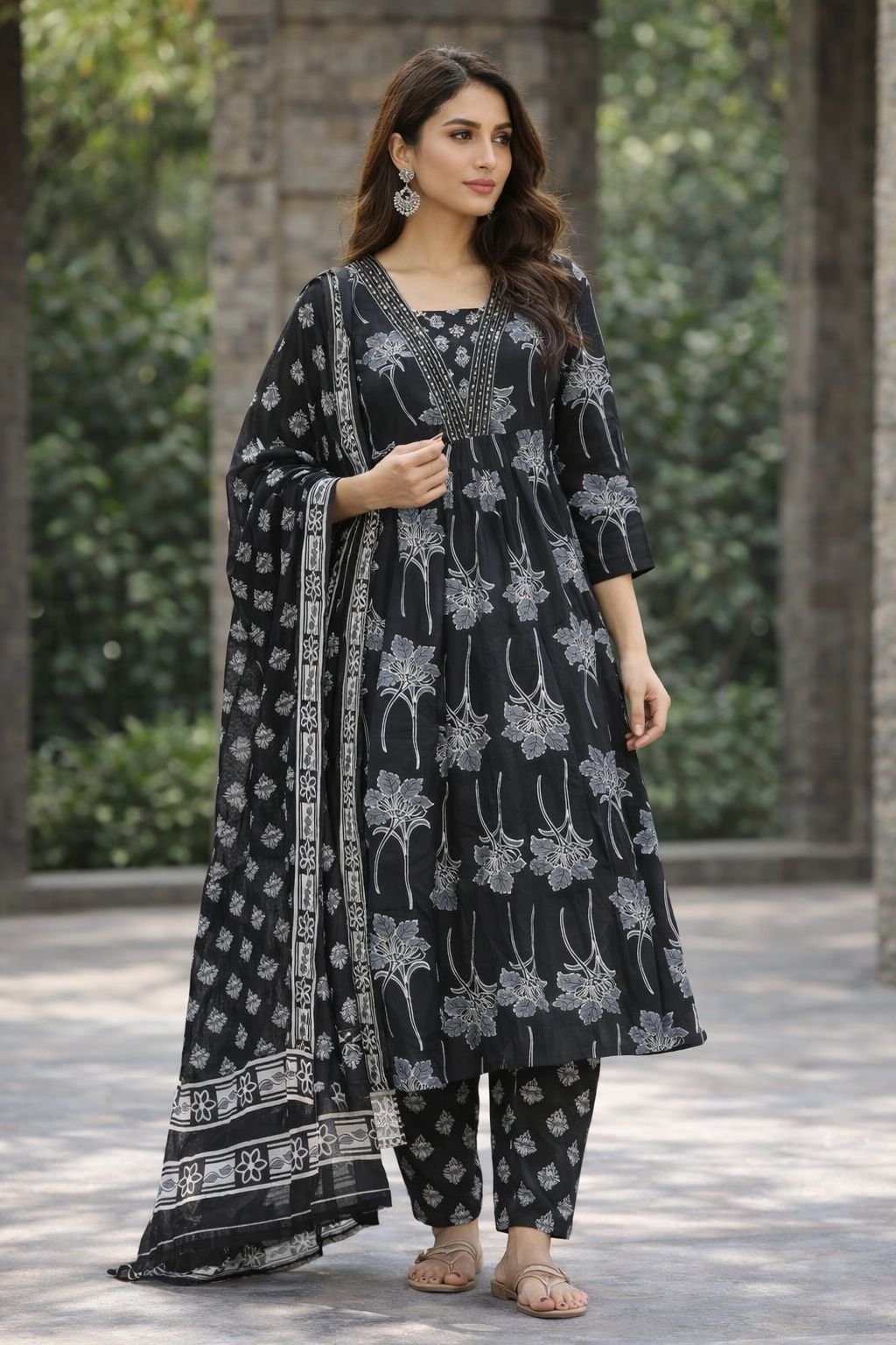 Cotton Floral Anarkali - AS15