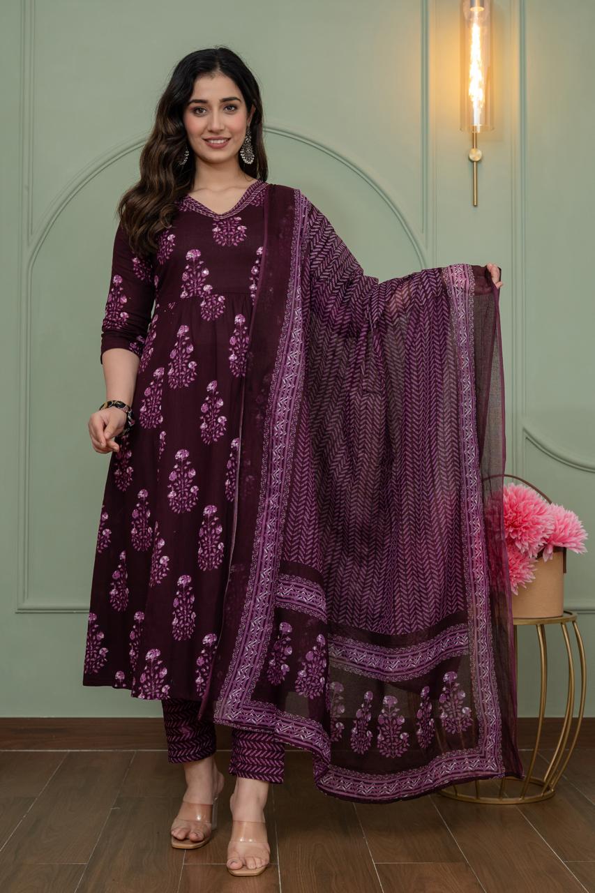 Cotton Floral Anarkali - AS12