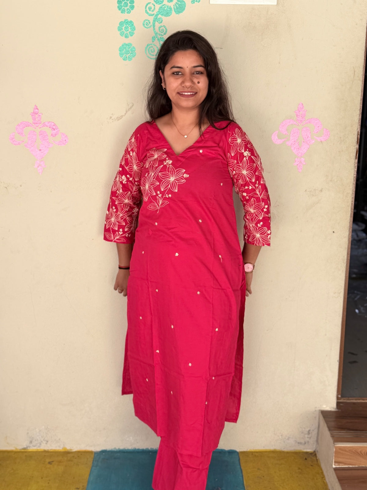 V neck Kurthi with Pant  ALN62
