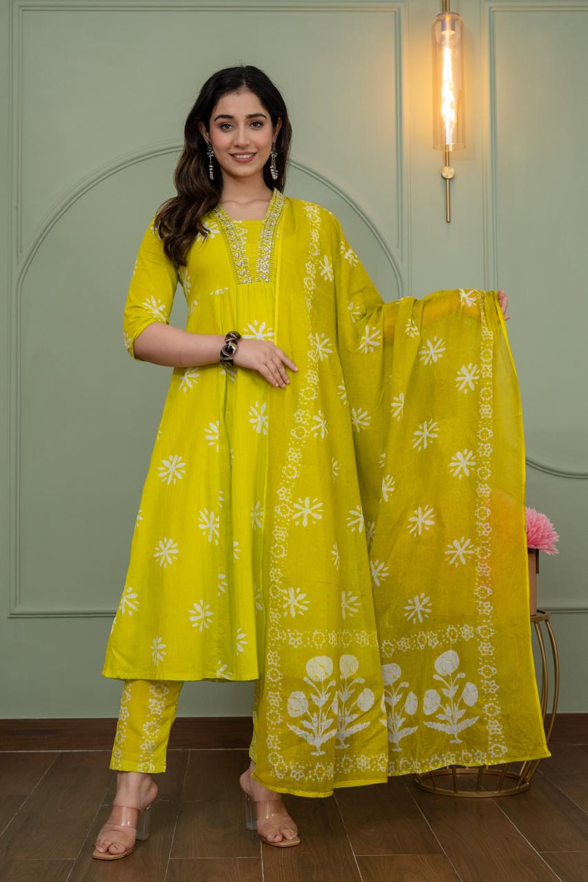 Cotton Floral Anarkali - AS10