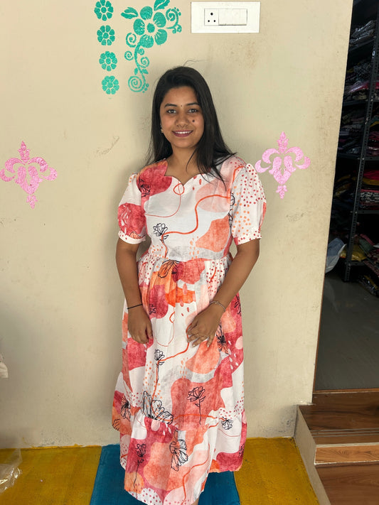 Cotton Floral Frock - CFF64