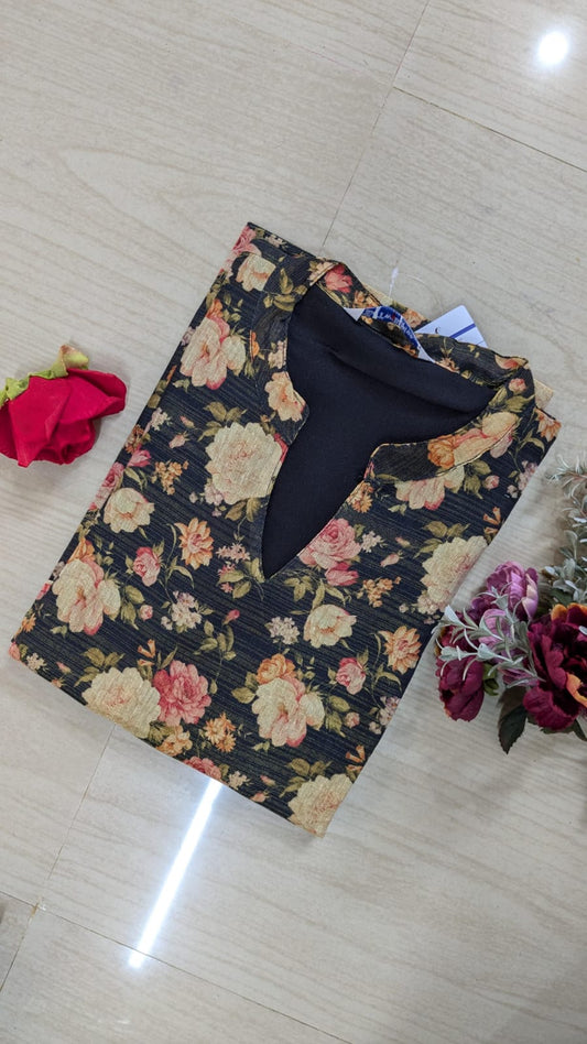 Floral Tissue Kurti - FTK06