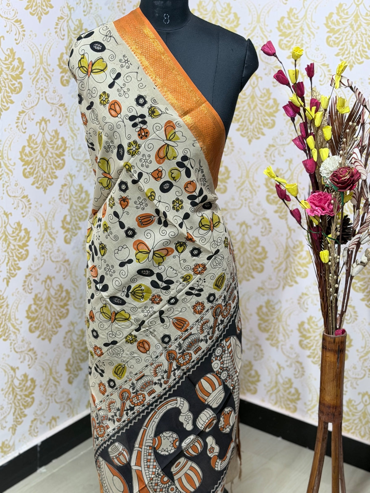 Kalamkari Zari Border Duppata KZD06