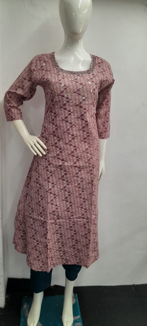 Cotton Mirror Work A Line Frock - CAF06